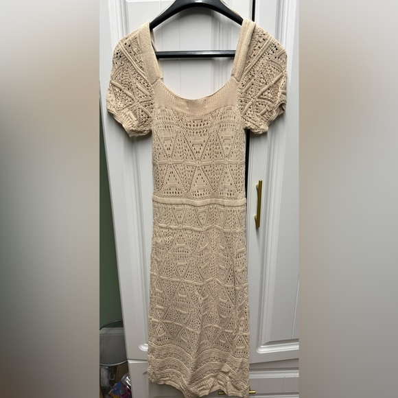Bluivy Dresses & Skirts - Bluivy Cream Crochet Midi Dress